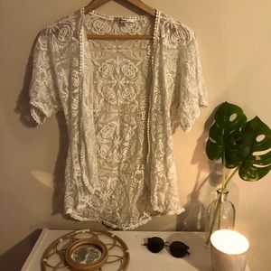 Papaya white layered top